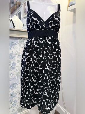 Rafaella Black and White One-Shoulder Polka Dot Dress